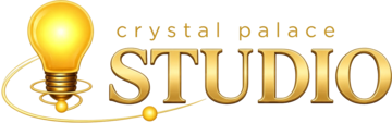 Crystal Palace Studio logo: a golden light bulb in orbit